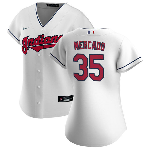 Womens Cleveland Indians #35 Oscar Mercado Nike Home White Cool Base Jersey Womens Cleveland Indians #35 Oscar Mercado Nike Home White Cool Base Jersey