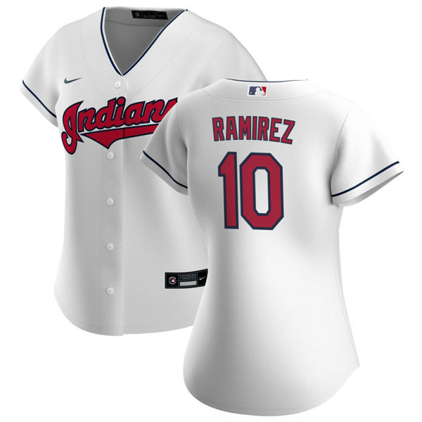 Womens Cleveland Indians #10 Harold Ramirez Nike Home White Cool Base Jersey