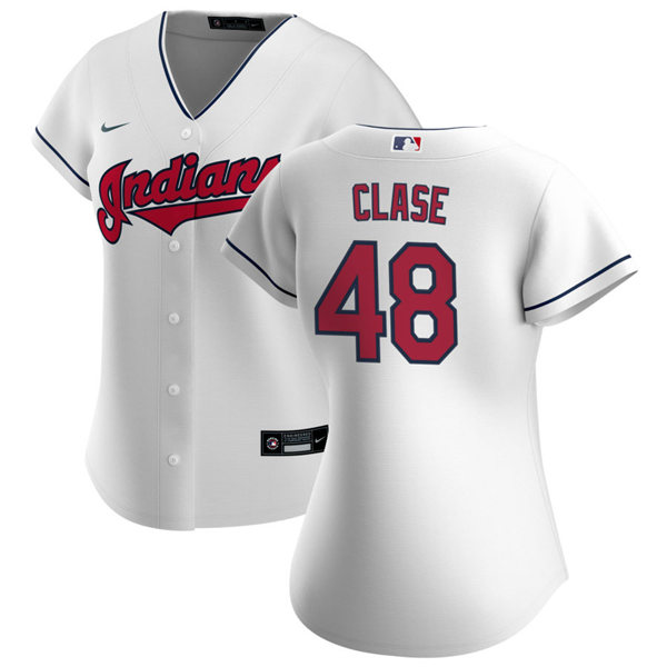 Womens Cleveland Indians #48 Emmanuel Clase Nike Home White Cool Base Jersey