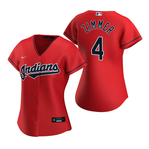 Womens Cleveland Indians #4 Bradley Zimmer Nike Red Alternate Cool Base Jersey Womens Cleveland Indians #4 Bradley Zimmer Nike Red Alternate Cool Base Jersey