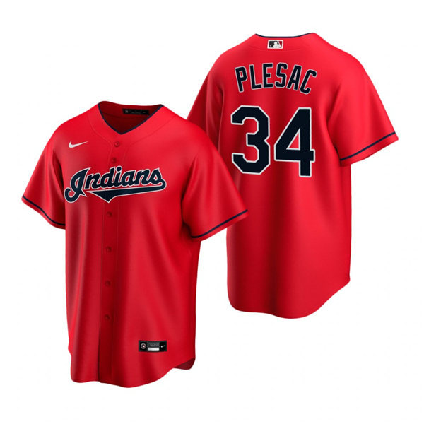 Youth Cleveland Indians #34 Zach Plesac Nike Red Alternate Cool Base Jersey