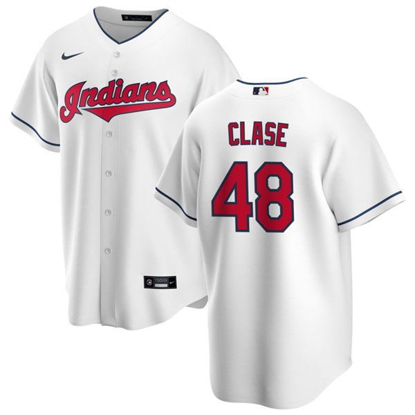 Youth Cleveland Indians #48 Emmanuel Clase Nike Home White Cool Base Jersey