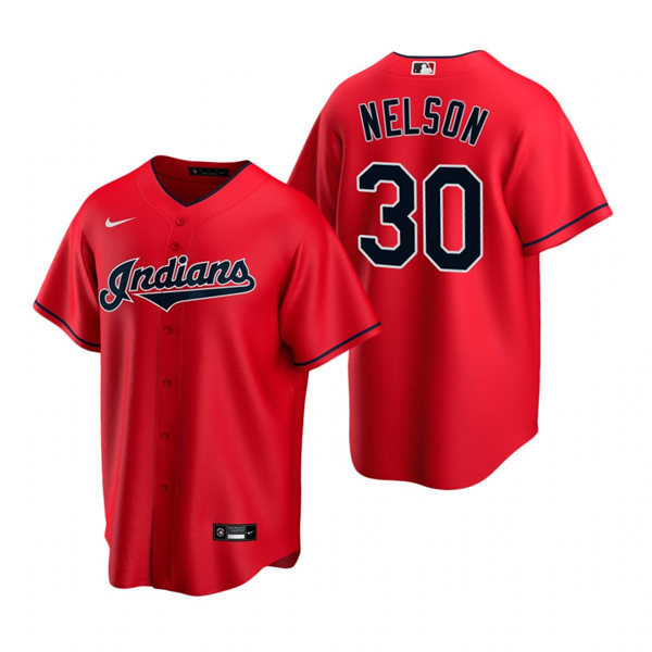 Mens Cleveland Indians #30 Kyle Nelson Nike Red Alternate Cool Base Jersey