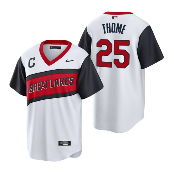 Mens Cleveland Indians #25 Jim Thome Nike White 2021 Little League Classic Jersey