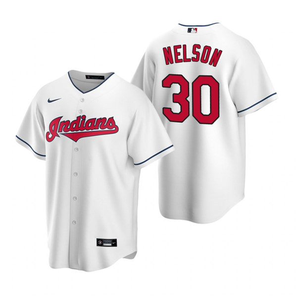 Mens Cleveland Indians #30 Kyle Nelson Nike Home White Cool Base Jersey