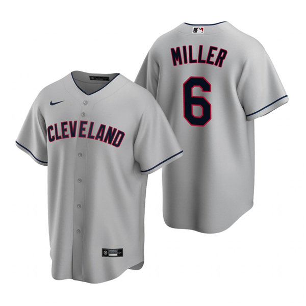 Mens Cleveland Indians #6 Owen Miller Nike Grey Road Cool Base Jersey