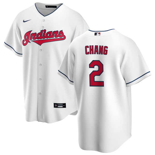 Mens Cleveland Indians #2 Yu Chang Nike Home White Cool Base Jersey