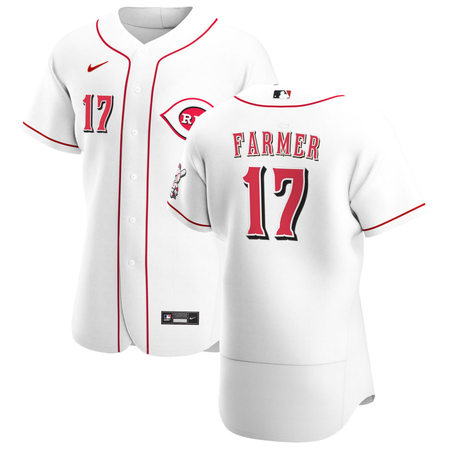 Mens Cincinnati Reds #17 Kyle Farmer Nike White Home FlexBase Stitched Player Jersey