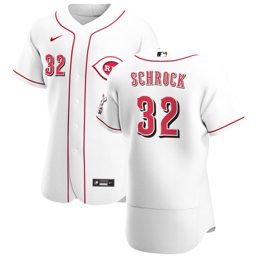 Mens Cincinnati Reds #32 Max Schrock Nike White Home FlexBase Stitched Player Jersey