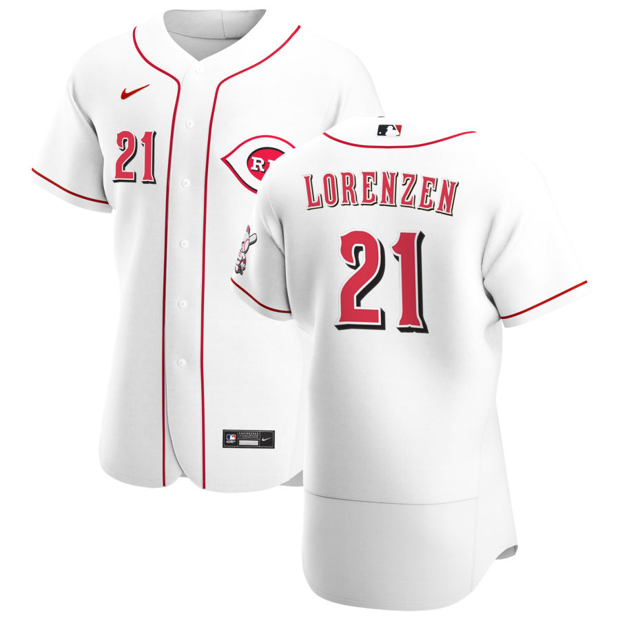 Mens Cincinnati Reds #21 Michael Lorenzen Nike White Home FlexBase Stitched Player Jersey Mens Cincinnati Reds #21 Michael Lorenzen Nike White Home FlexBase Stitched Player Jersey