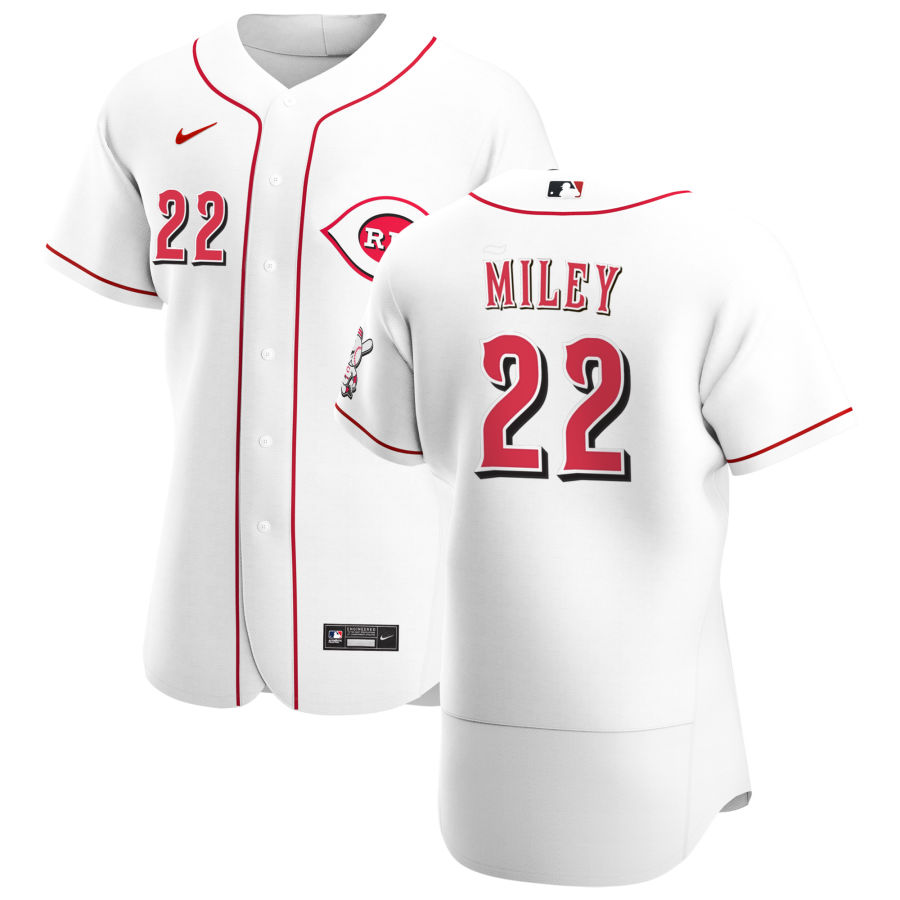 Mens Cincinnati Reds #22 Wade Miley Nike White Home FlexBase Stitched Player Jersey