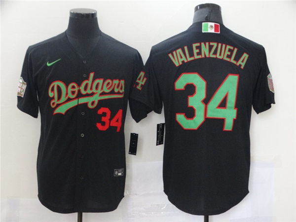 Mens Los Angeles Dodgers #34 Fernando Valenzuela Nike Black Mexican Heritage Culture Night Jersey Mens Los Angeles Dodgers #34 Fernando Valenzuela Nike Black Mexican Heritage Culture Night Jersey