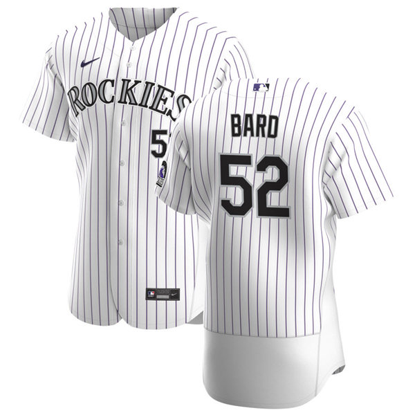 Mens Colorado Rockies #52 Daniel Bard Nike White Pinstripe Home FlexBase Stitched Player Jersey