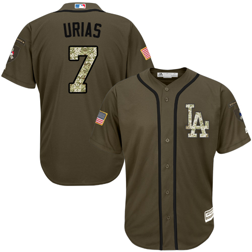 Men's Los Angeles Dodgers #7 Julio Urias Green Salute to Service Stitched Baseball Jersey