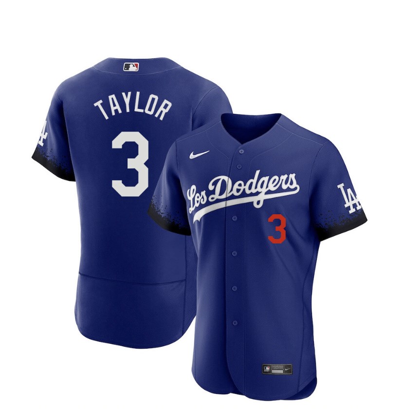 Men's Los Angeles Dodgers #3 Chris Taylor Blue 2021 City Connect Flex Base Stitched Jersey Men's Los Angeles Dodgers #3 Chris Taylor Blue 2021 City Connect Flex Base Stitched Jersey