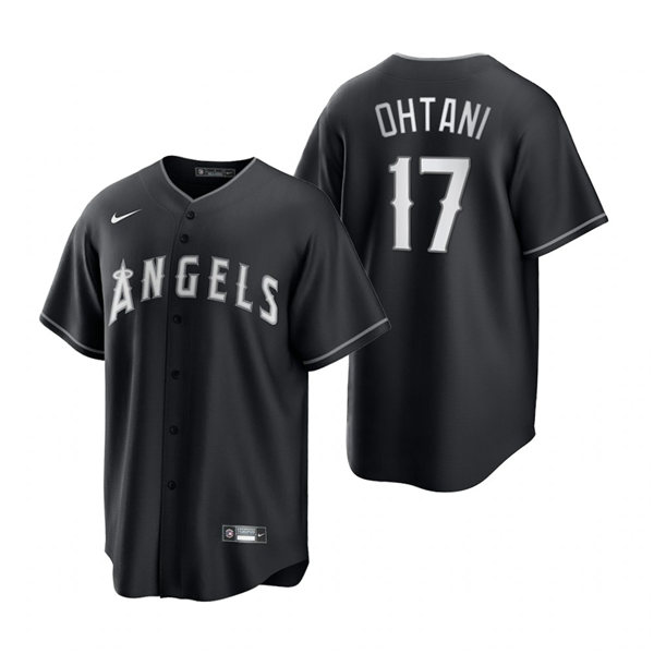 Mens Los Angeles Angels #17 Shohei Ohtani Nike 2021 Black Fashion Jersey