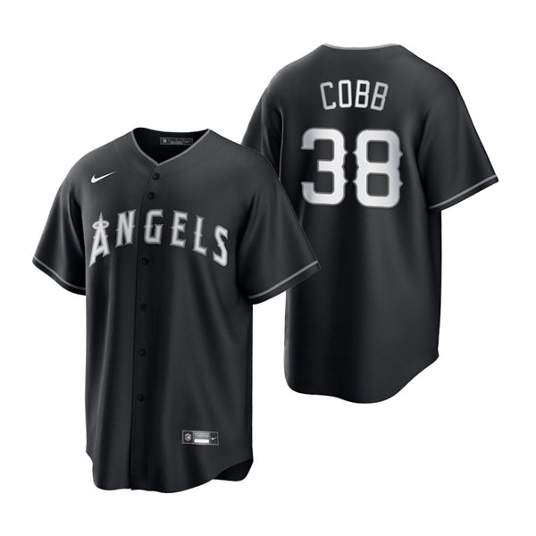 Mens Los Angeles Angels #38 Alex Cobb Nike 2021 Black Fashion Jersey