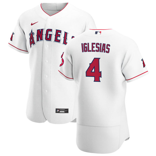 Mens Los Angeles Angels #4 Jose Iglesias Nike White Home FlexBase Stitched Player Jersey