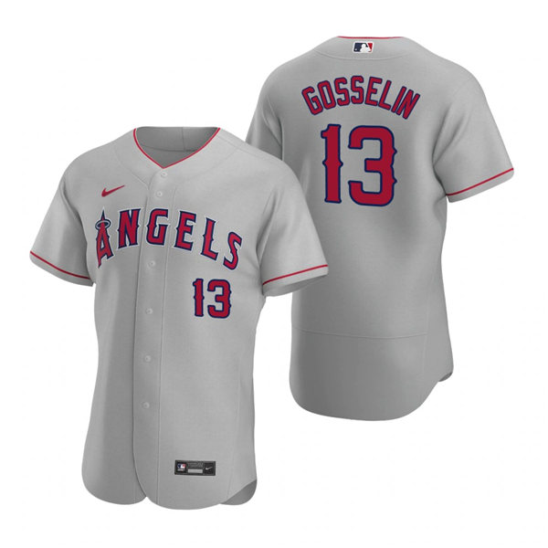 Mens Los Angeles Angels #13 Phil Gosselin Nike Gray Road Stitched Player FlexBase Jersey