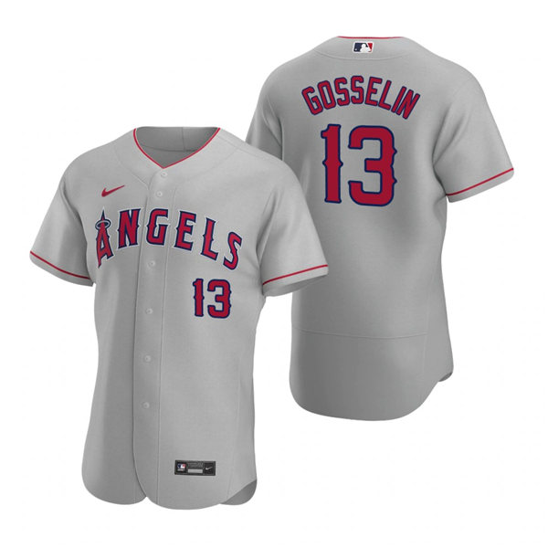 Mens Los Angeles Angels #13 Phil Gosselin Nike Gray Road Stitched Player FlexBase Jersey Mens Los Angeles Angels #13 Phil Gosselin Nike Gray Road Stitched Player FlexBase Jersey