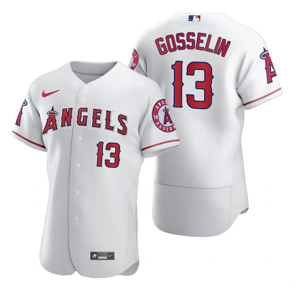 Mens Los Angeles Angels #13 Phil Gosselin Nike White Home FlexBase Stitched Player Jersey