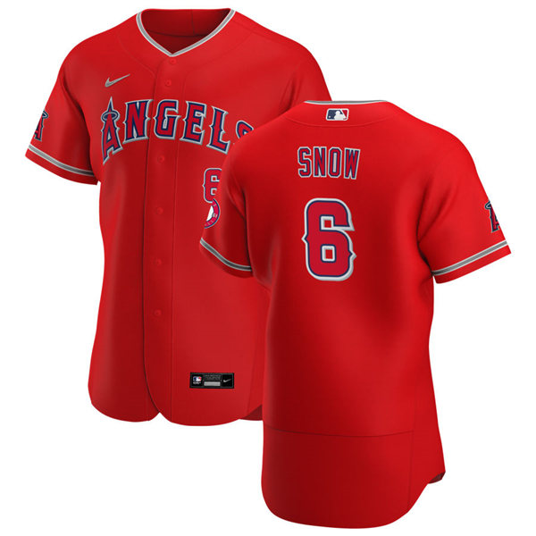 Mens Los Angeles Angels Retired Player #6 JT Snow Nike Red Alternate FlexBase Stitched Player Jersey