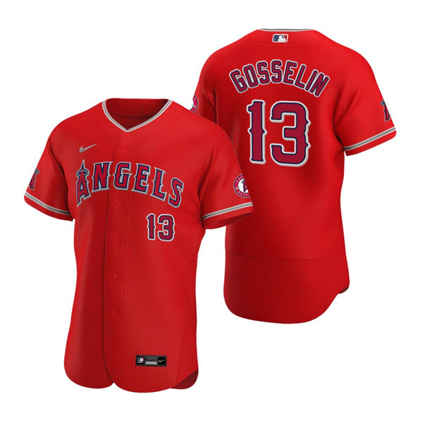 Mens Los Angeles Angels #13 Phil Gosselin Nike Red Alternate FlexBase Stitched Player Jersey