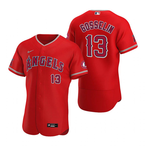 Mens Los Angeles Angels #13 Phil Gosselin Nike Red Alternate FlexBase Stitched Player Jersey Mens Los Angeles Angels #13 Phil Gosselin Nike Red Alternate FlexBase Stitched Player Jersey