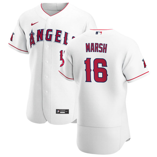 Mens Los Angeles Angels #16 Brandon Marsh Nike White Home FlexBase Stitched Player Jersey