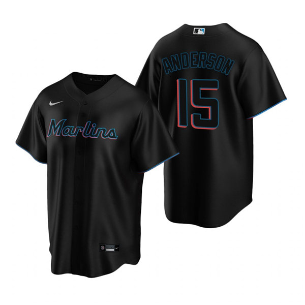 Youth Miami Marlins #15 Brian Anderson Nike Black Alternate Player Jersey