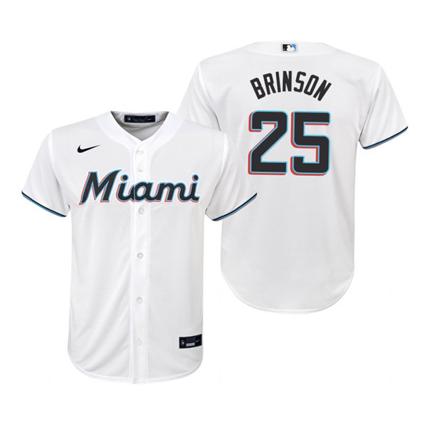 Youth Miami Marlins #25 Lewis Brinson Nike Home White Jersey