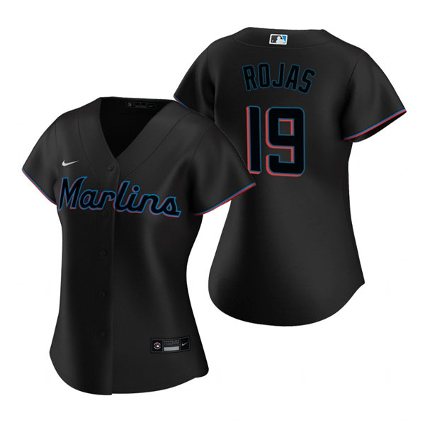 Womens Miami Marlins #19 Miguel Rojas Nike Black Alternate Stitched MLB Jersey