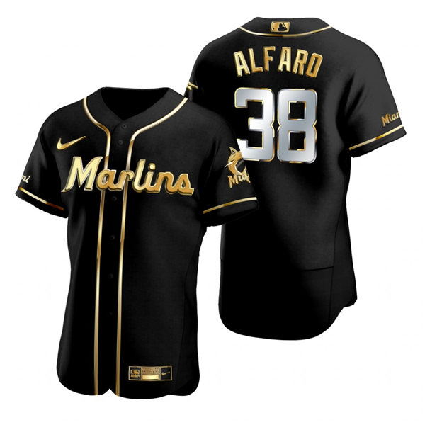 Mens Miami Marlins #38 Jorge Alfaro Nike Black Golden Edition Jersey Mens Miami Marlins #38 Jorge Alfaro Nike Black Golden Edition Jersey