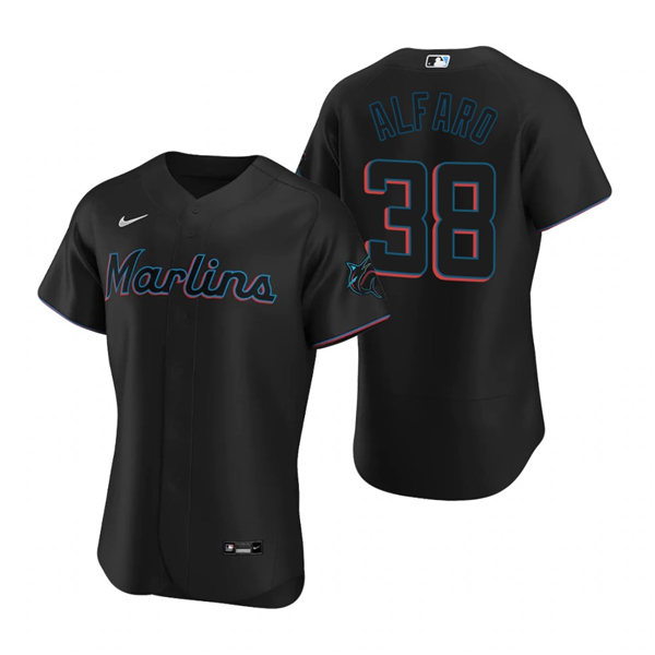 Mens Miami Marlins #38 Jorge Alfaro Nike Black Alternate FlexBase Player Jersey