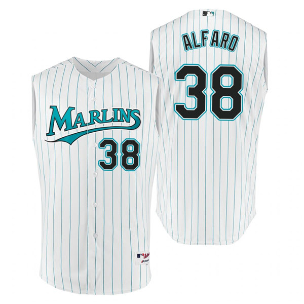 Mens Miami Marlins #38 Jorge Alfaro White Teal 1996 Turn Back the Clock Cooperstown Jersey