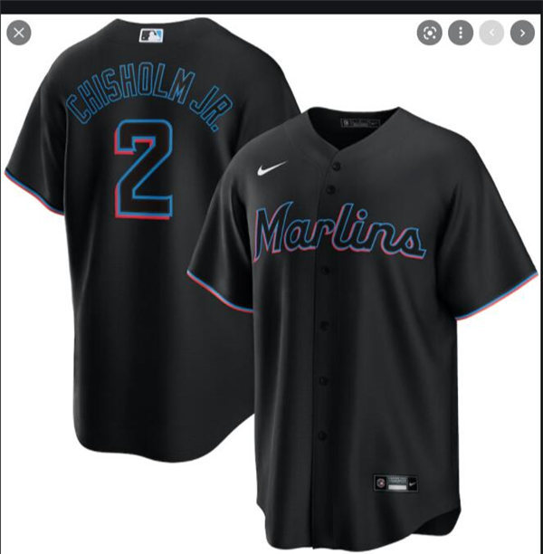 Mens Miami Marlins #2 Jazz Chisholm Jr. Nike Black Alternate CoolBase Player Jersey Mens Miami Marlins #2 Jazz Chisholm Jr. Nike Black Alternate CoolBase Player Jersey