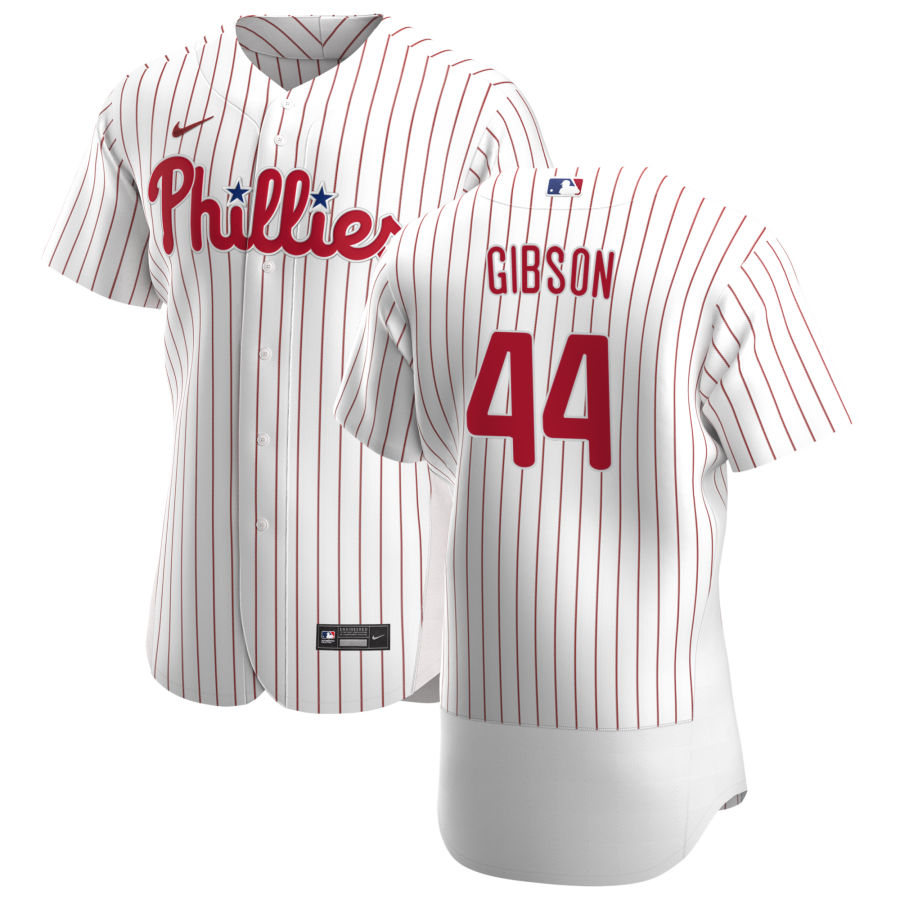 Mens Philadelphia Phillies #44 Kyle Gibson Nike White Pinstripe Home Flexbase Jersey