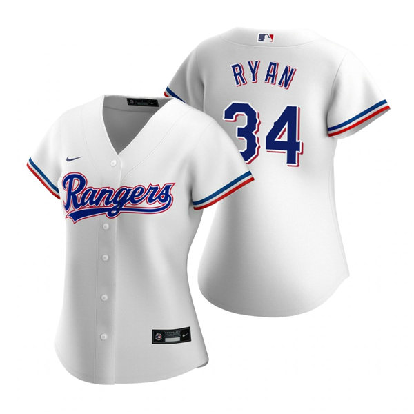 Womens Texas Rangers #34 Nolan Ryan Nike White Home Jersey