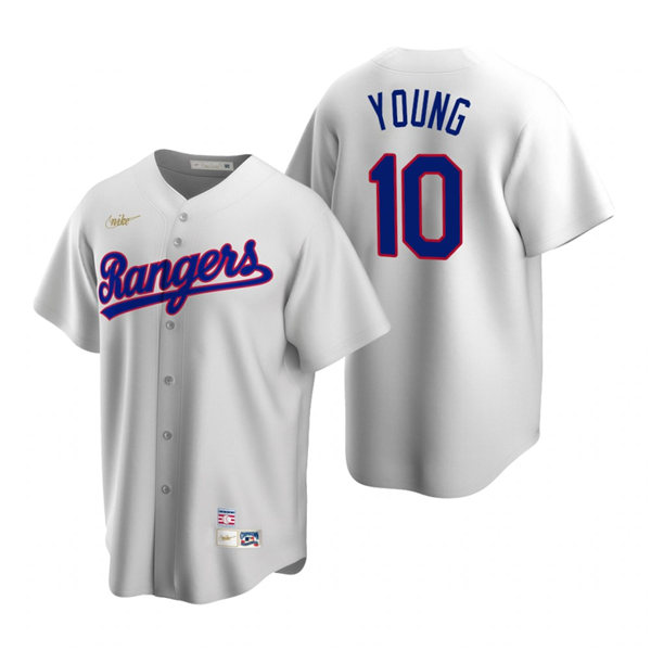 Mens Texas Rangers #10 Michael Young Nike White Cooperstown Collection Jersey Mens Texas Rangers #10 Michael Young Nike White Cooperstown Collection Jersey