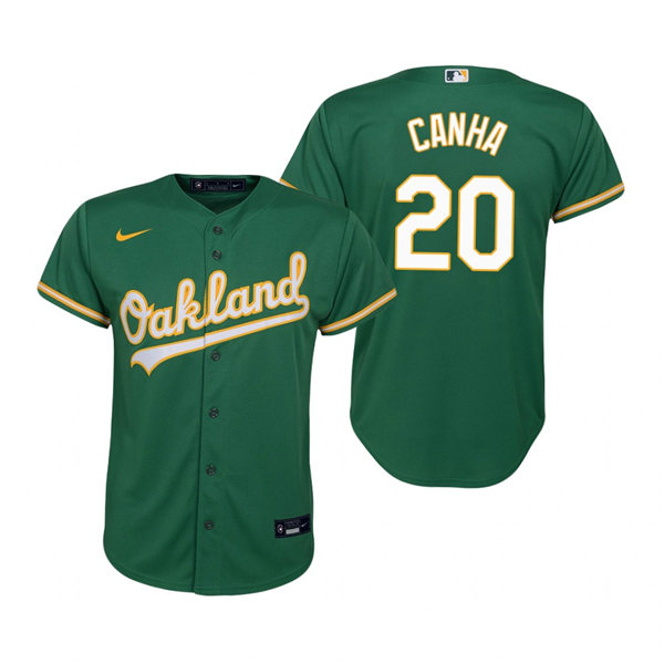Youth Oakland Athletics #20 Mark Canha Nike Kelly Green Alternate Jersey