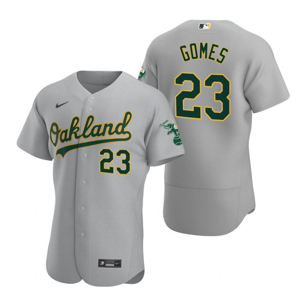 Mens Oakland Athletics #23 Yan Gomes Nike Gray Road FlexBase Jersey
