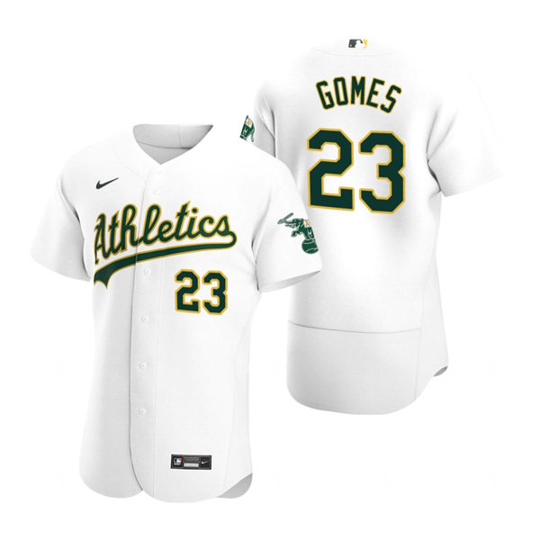 Mens Oakland Athletics #23 Yan Gomes Nike White Home FlexBase Jersey