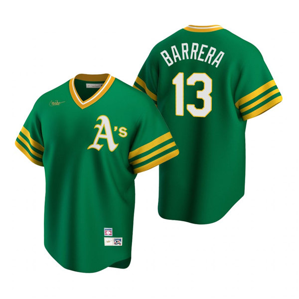 Mens Oakland Athletics #13 Luis Barrera Nike Kelly Green Stitched Cooperstown Collection Jersey Mens Oakland Athletics #13 Luis Barrera Nike Kelly Green Stitched Cooperstown Collection Jersey