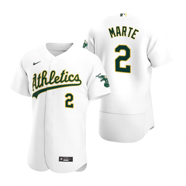Mens Oakland Athletics #2 Starling Marte Nike White Home FlexBase Jersey