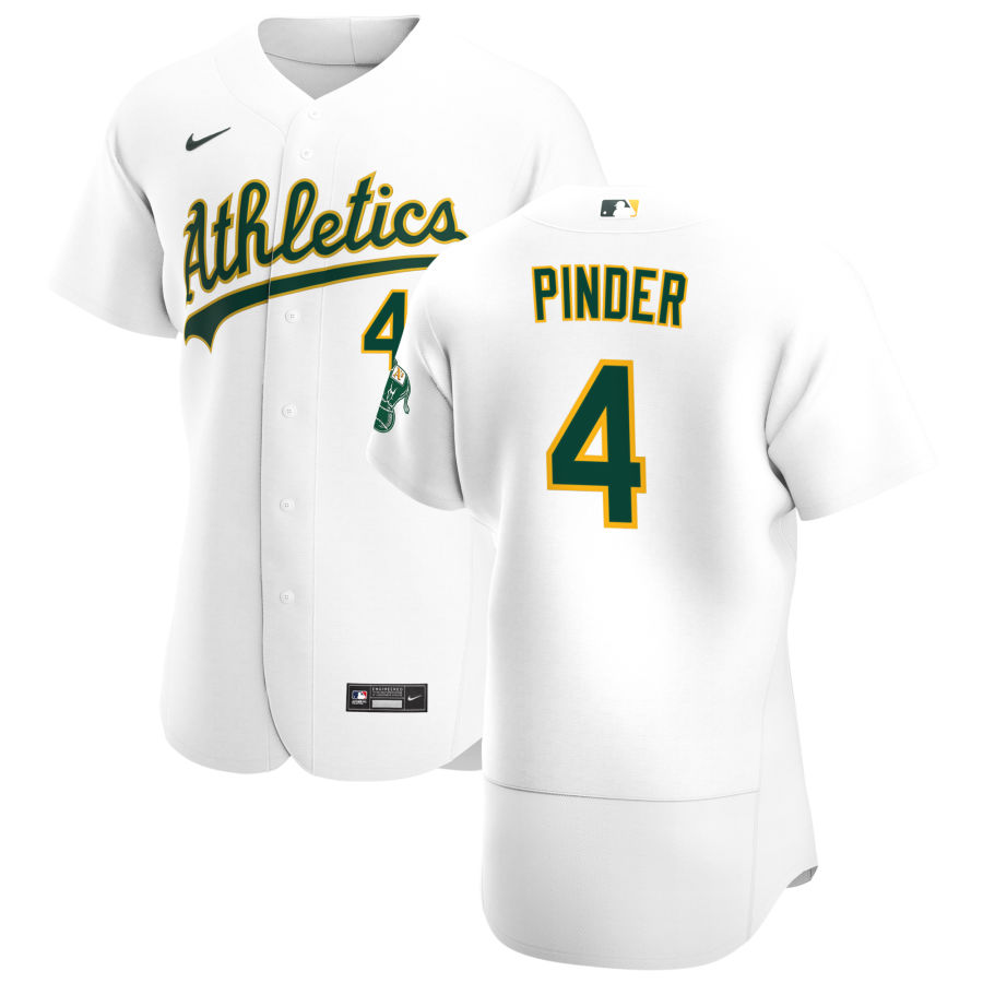 Mens Oakland Athletics #4 Chad Pinder Nike White Home FlexBase Jersey