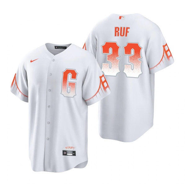 Mens San Francisco Giants #33 Darin Ruf Nike White 2021 San Francisco City Connect Jersey