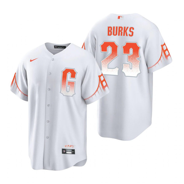 Mens San Francisco Giants Retired Player #23 Ellis Burks Nike White 2021 San Francisco City Connect Jersey Mens San Francisco Giants Retired Player #23 Ellis Burks Nike White 2021 San Francisco City Connect Jersey