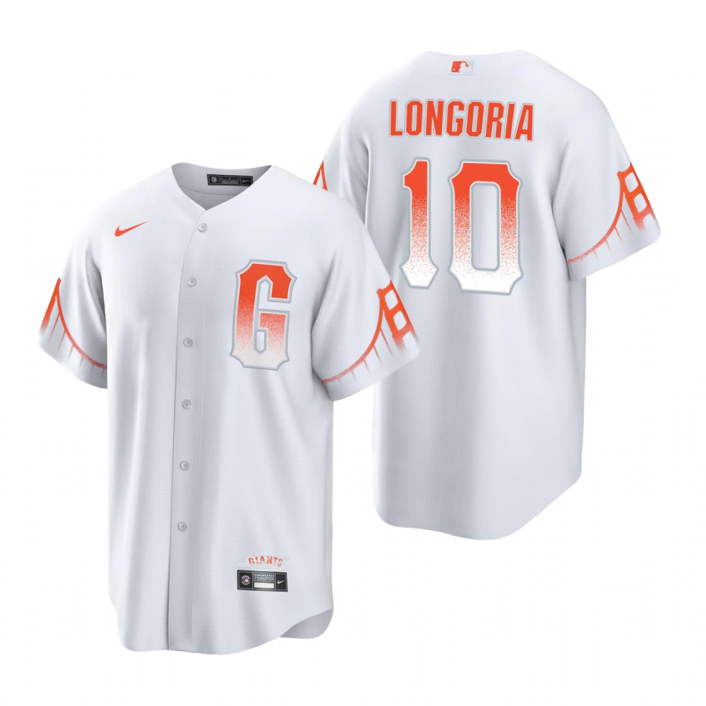 Mens San Francisco Giants #10 Evan Longoria Nike White 2021 San Francisco City Connect Jersey Mens San Francisco Giants #10 Evan Longoria Nike White 2021 San Francisco City Connect Jersey