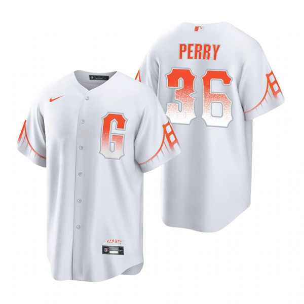 Mens San Francisco Giants #36 Gaylord Perry Nike White 2021 San Francisco City Connect Jersey
