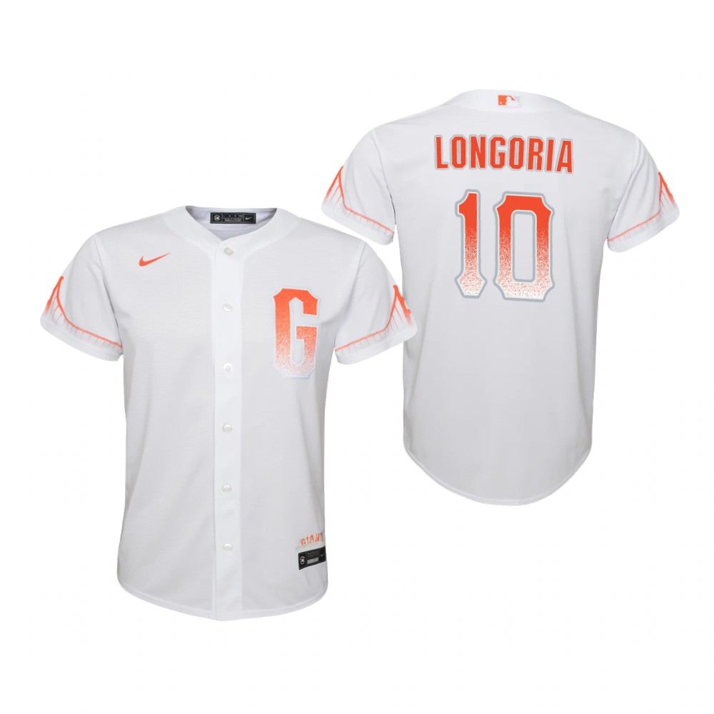 Youth San Francisco Giants #10 Evan Longoria Nike White 2021 San Francisco City Connect Jersey